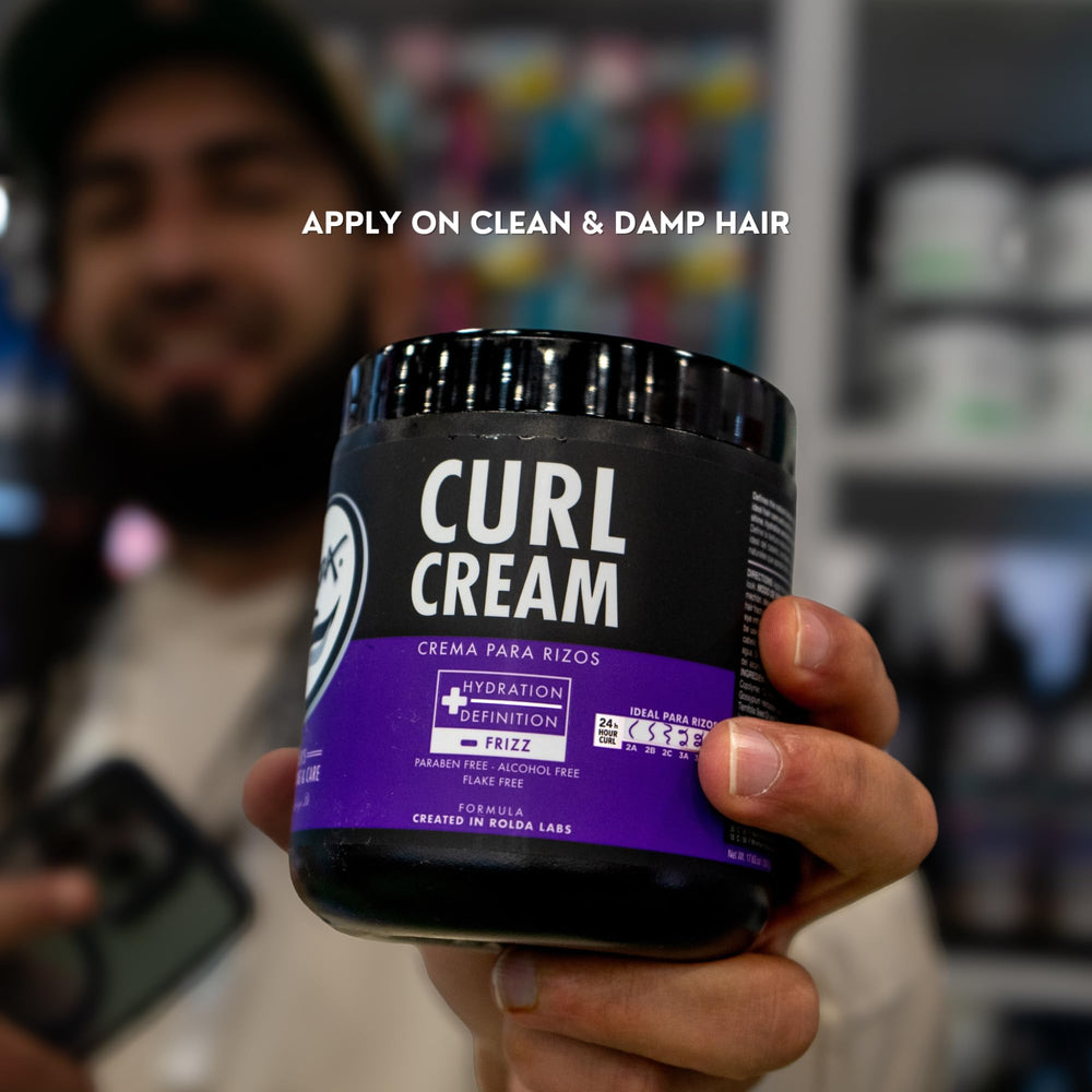 Rolda curl cream at barber station indicating professional-quality performance