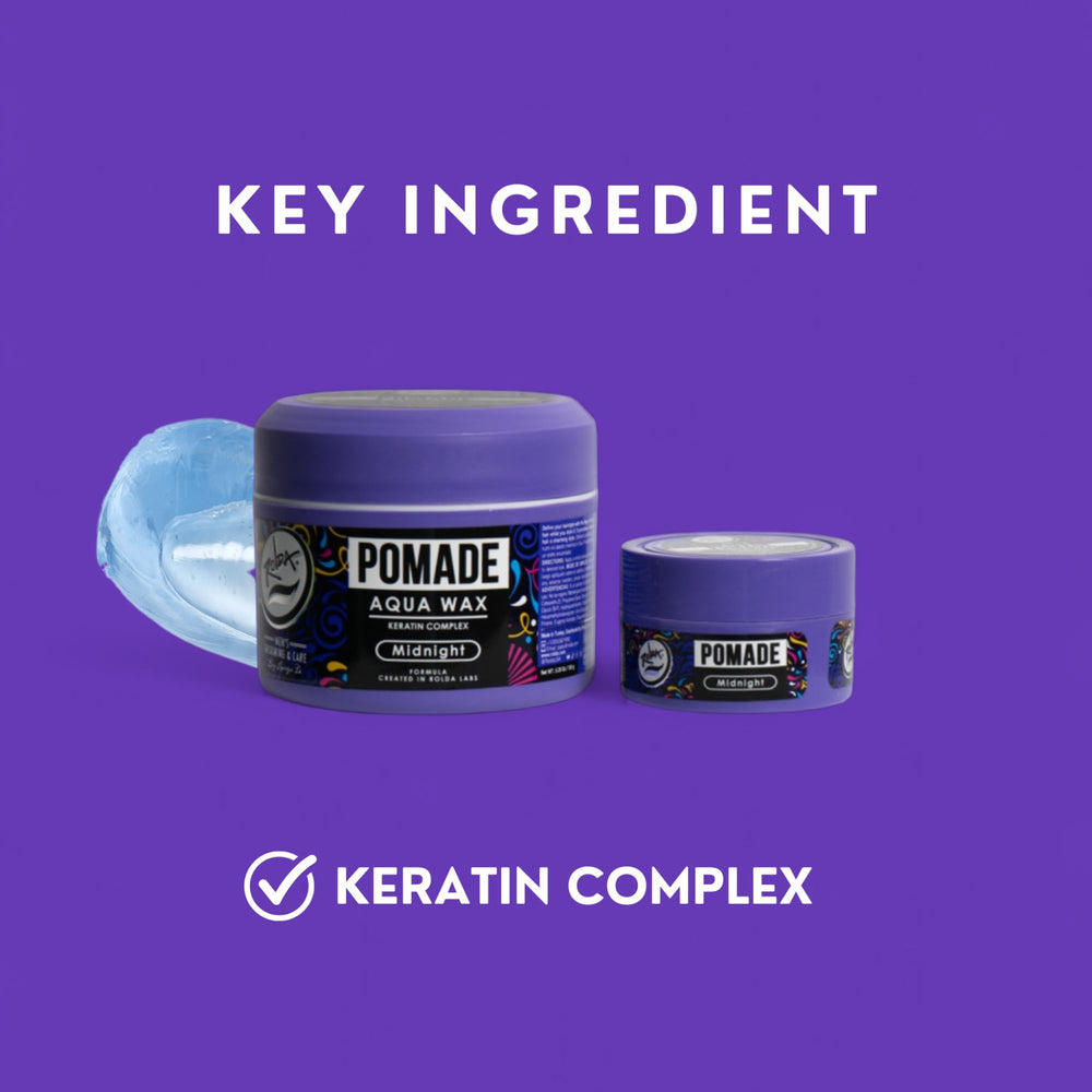 Rolda ingredient label highlighting keratin complex and water-based formula benefits