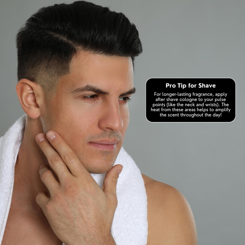 Rolda R1 bottle on bathroom shelf suggesting daily grooming routine