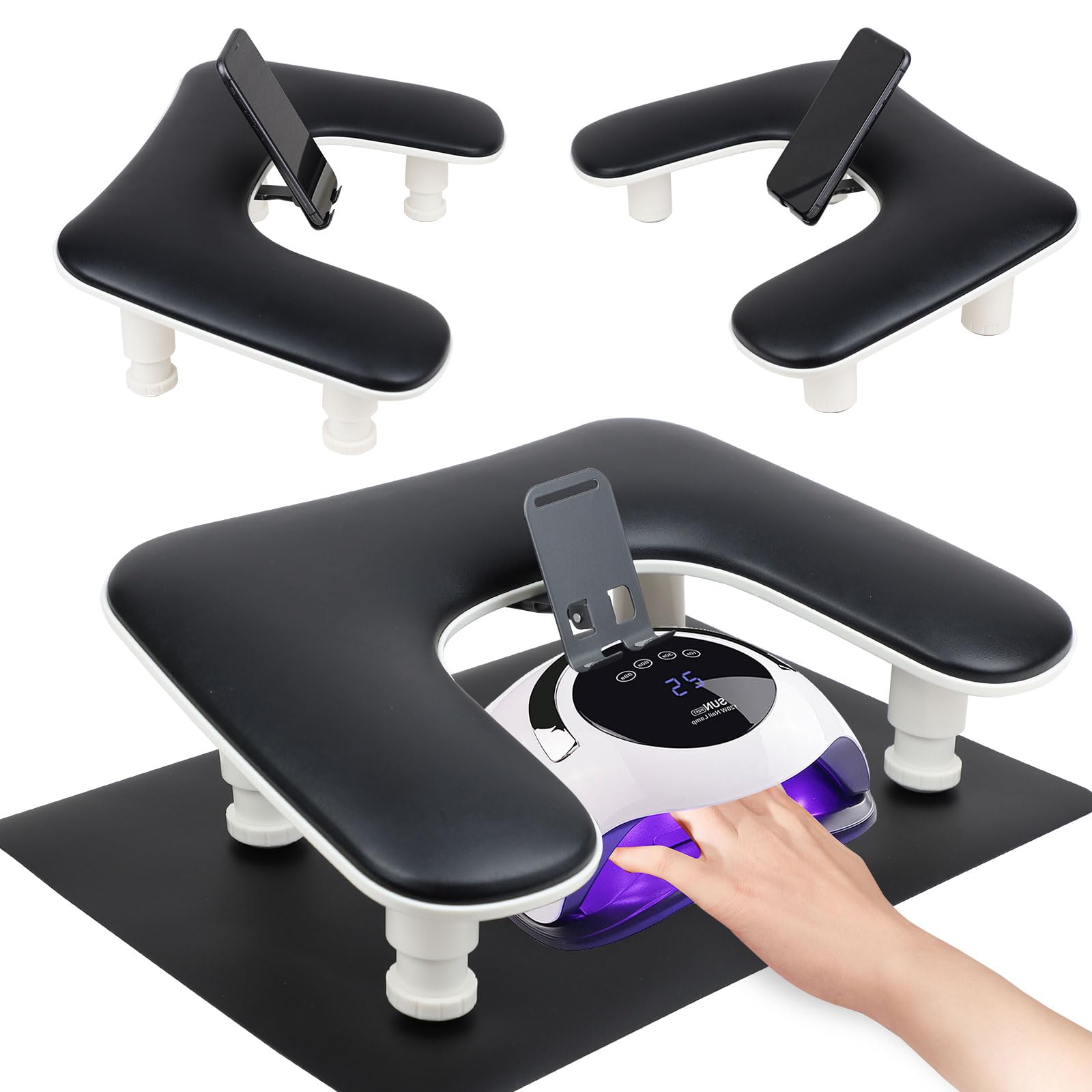 Rolomanve front view of black arm rest showing stable support and clean lines