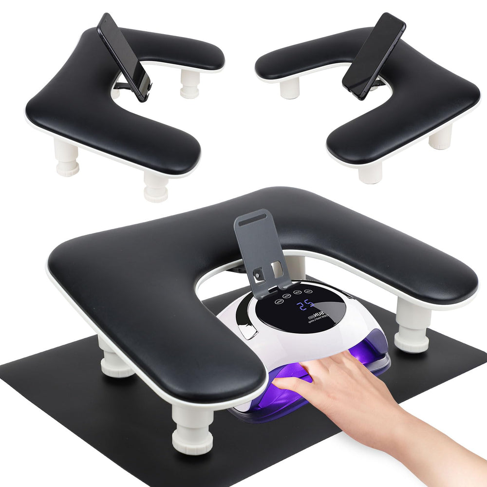 Rolomanve front view of black arm rest showing stable support and clean lines