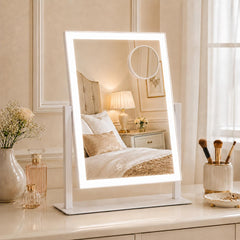 ROLOVE front view vanity mirror lit showing even illumination benefit