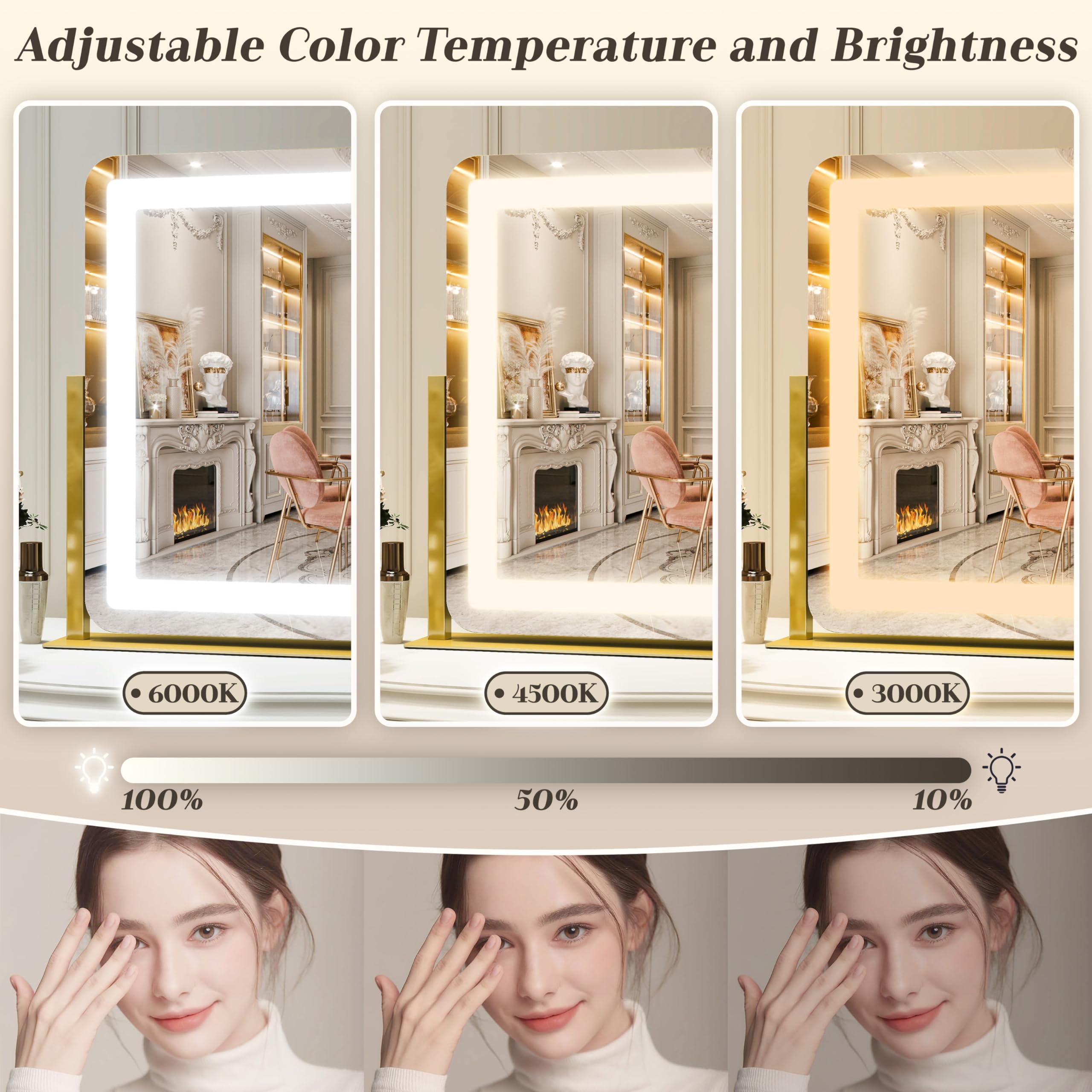 ROLOVE mirror rotated angle demonstrating 360-degree adjustability and precision