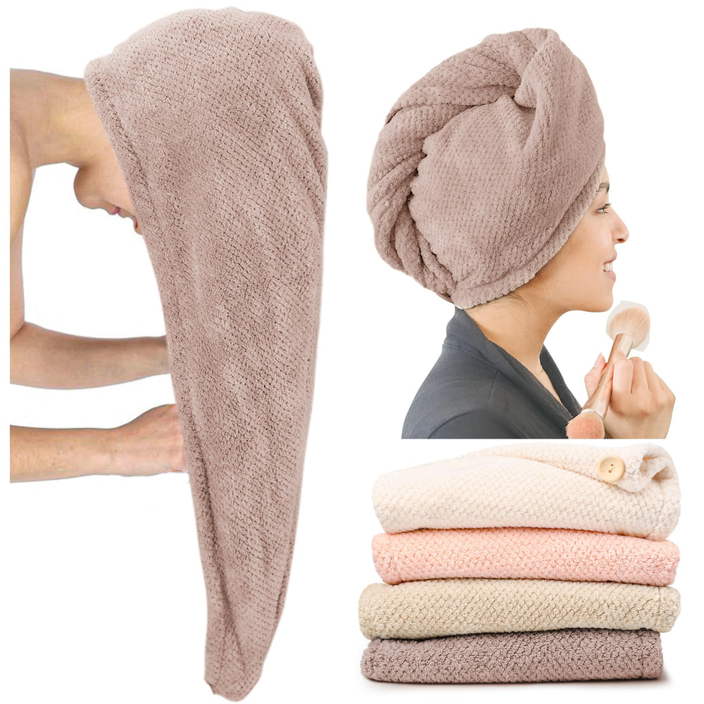 ROLSHOL front view of four towel wraps showing colors and packaging benefit: easy selection