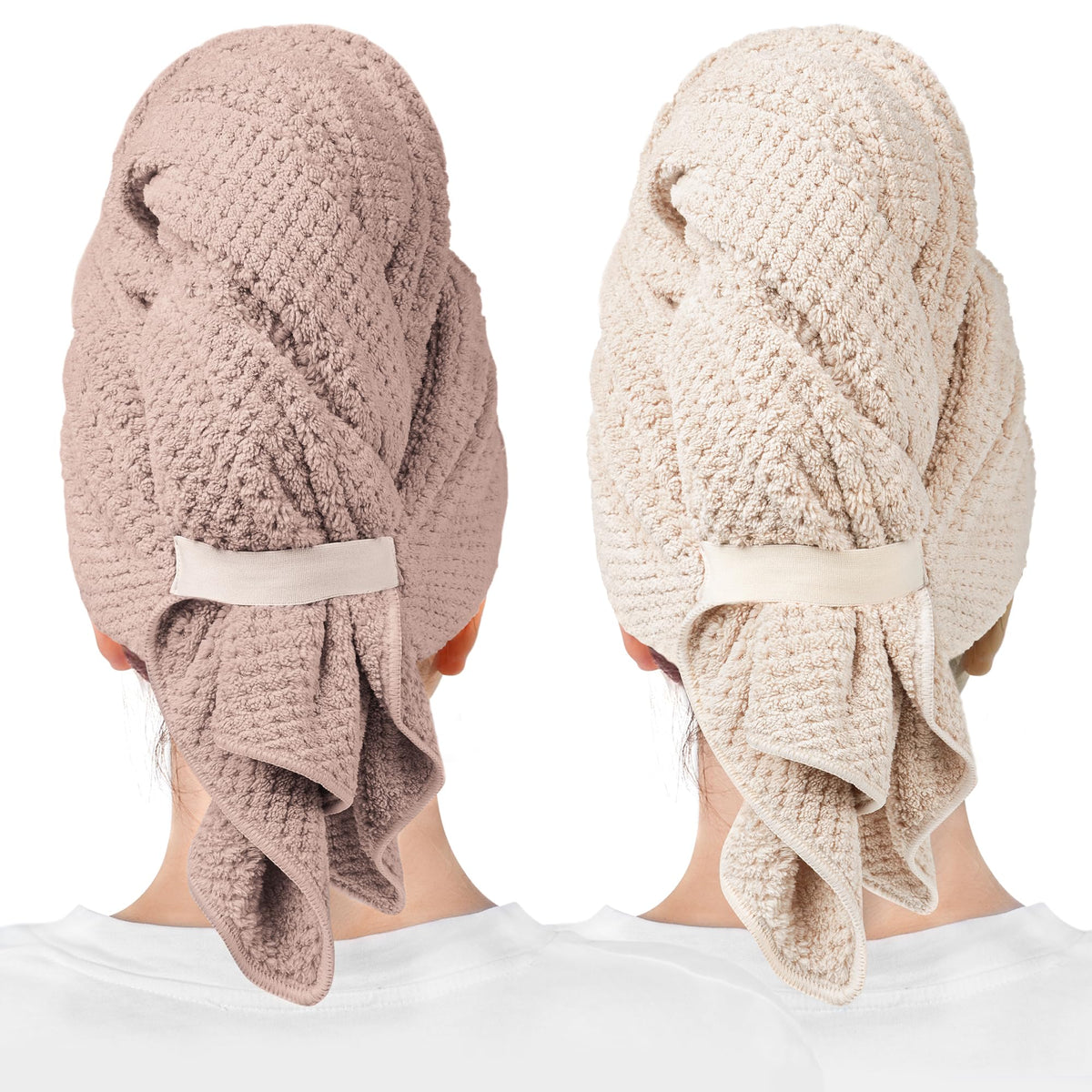 ROLSHOL two-towel set front view showing color options and benefits