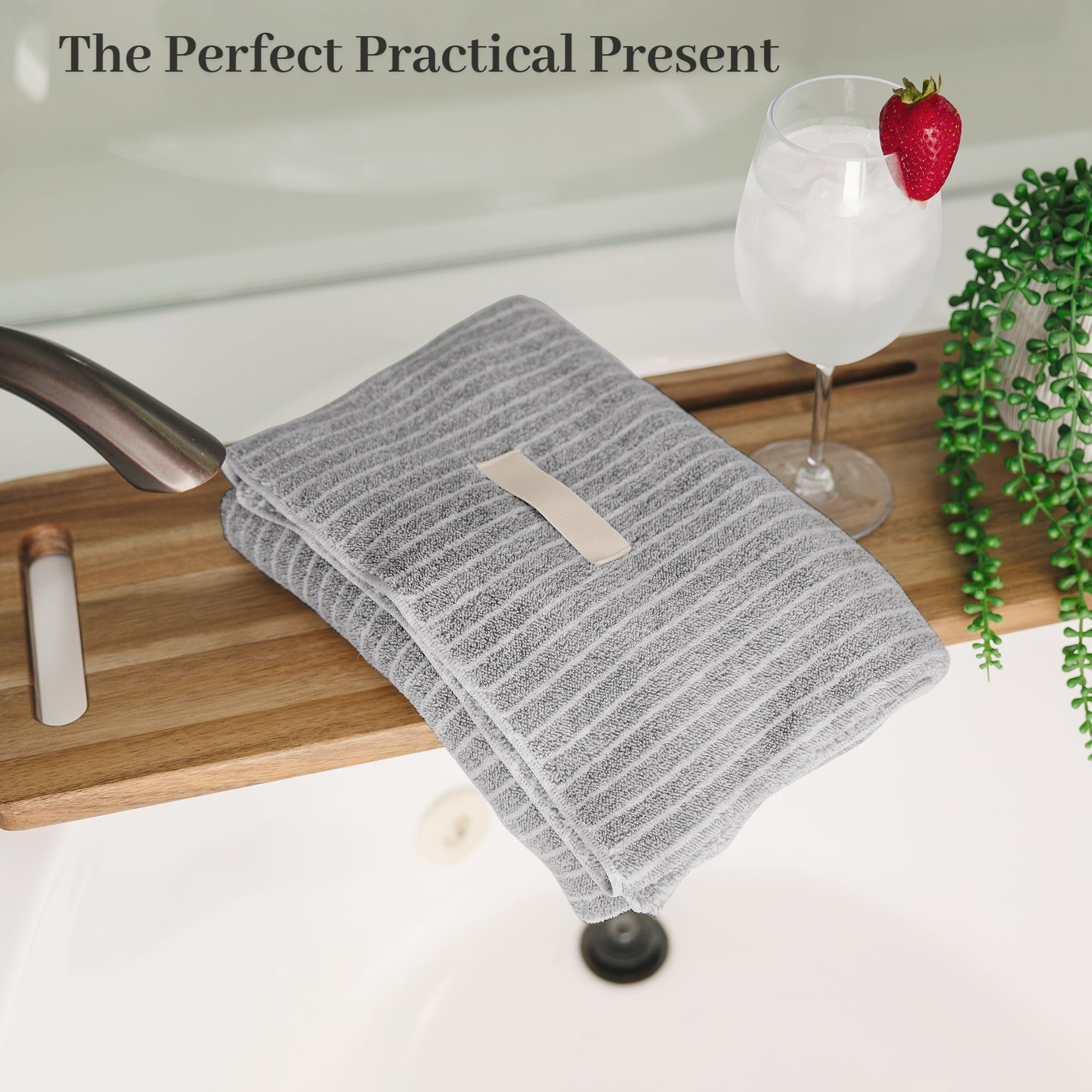 ROLSHOL towel wrap used at beach chair showing versatile, on-the-go hair care benefit