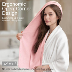 ROLSHOL turbans worn by model side profile for secure hands-free drying