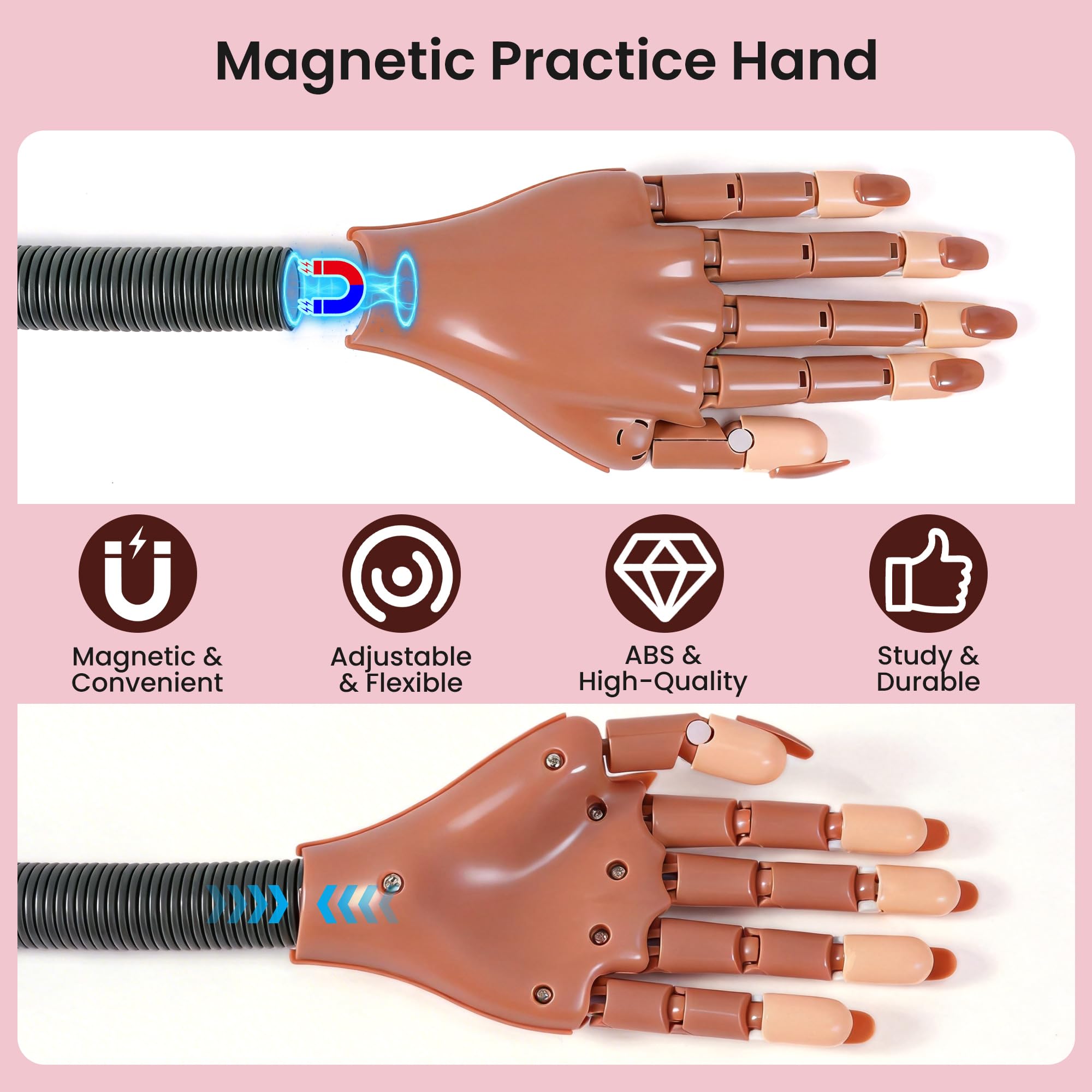 Rolybag mannequin hand clamped to table for stable salon simulation