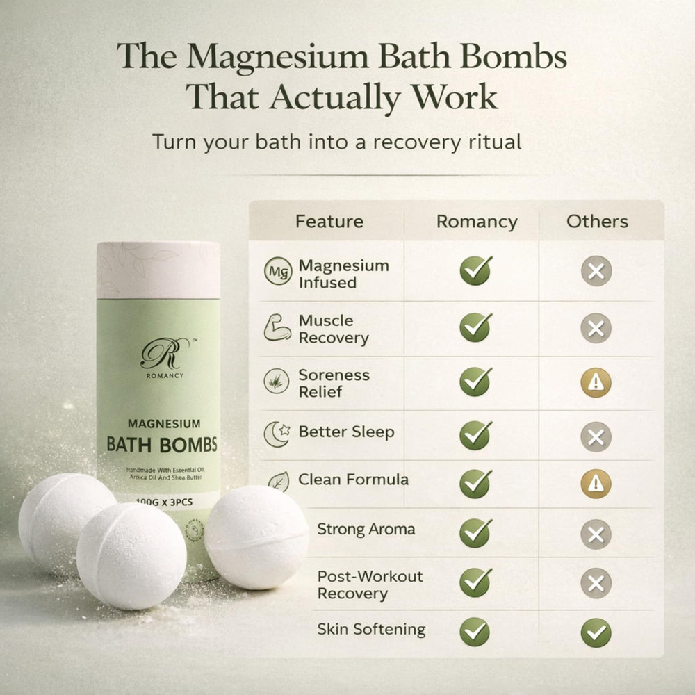 Romancy bath bomb held in hand to show XL size for longer soak