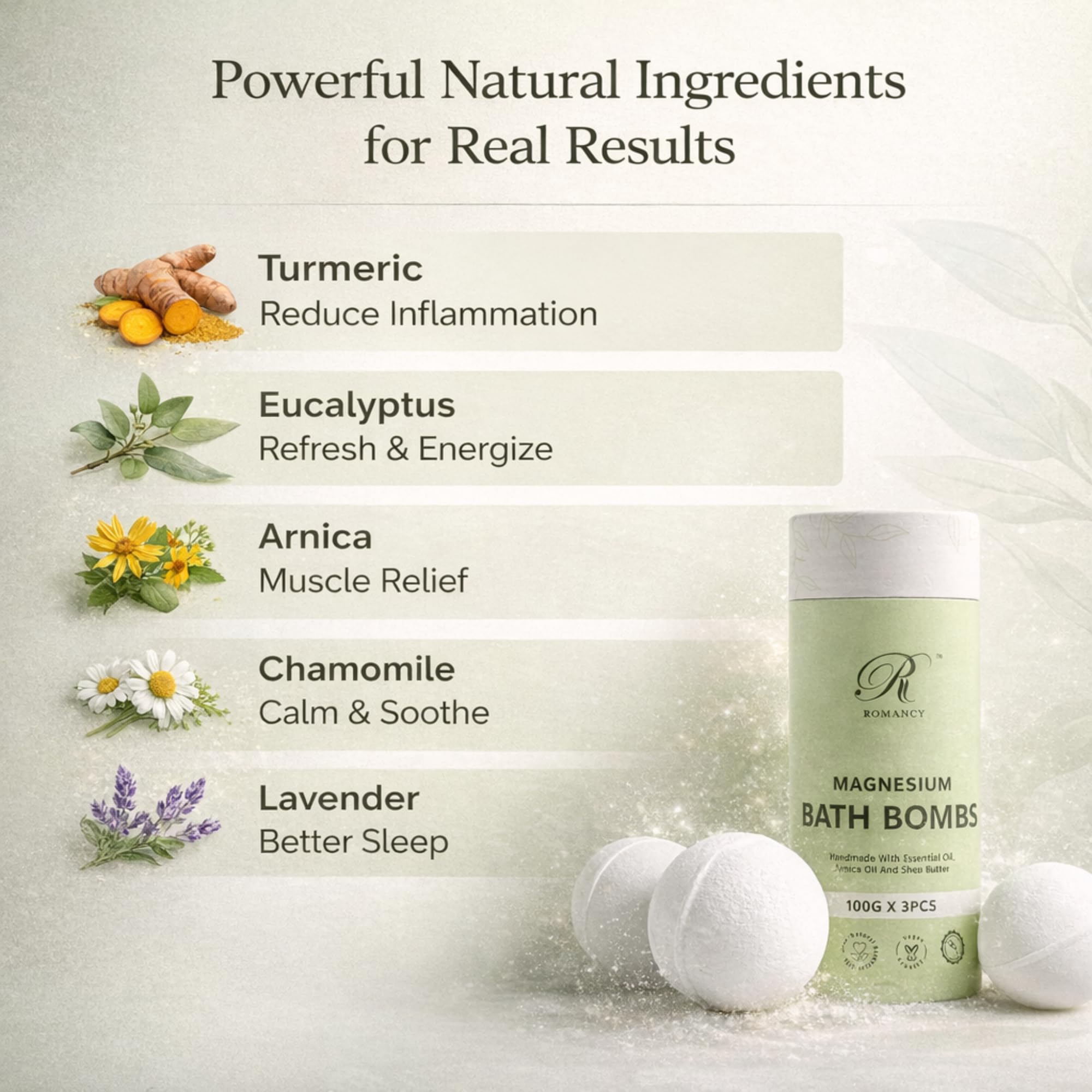 Romancy three scent variants arranged to show aromatherapy variety