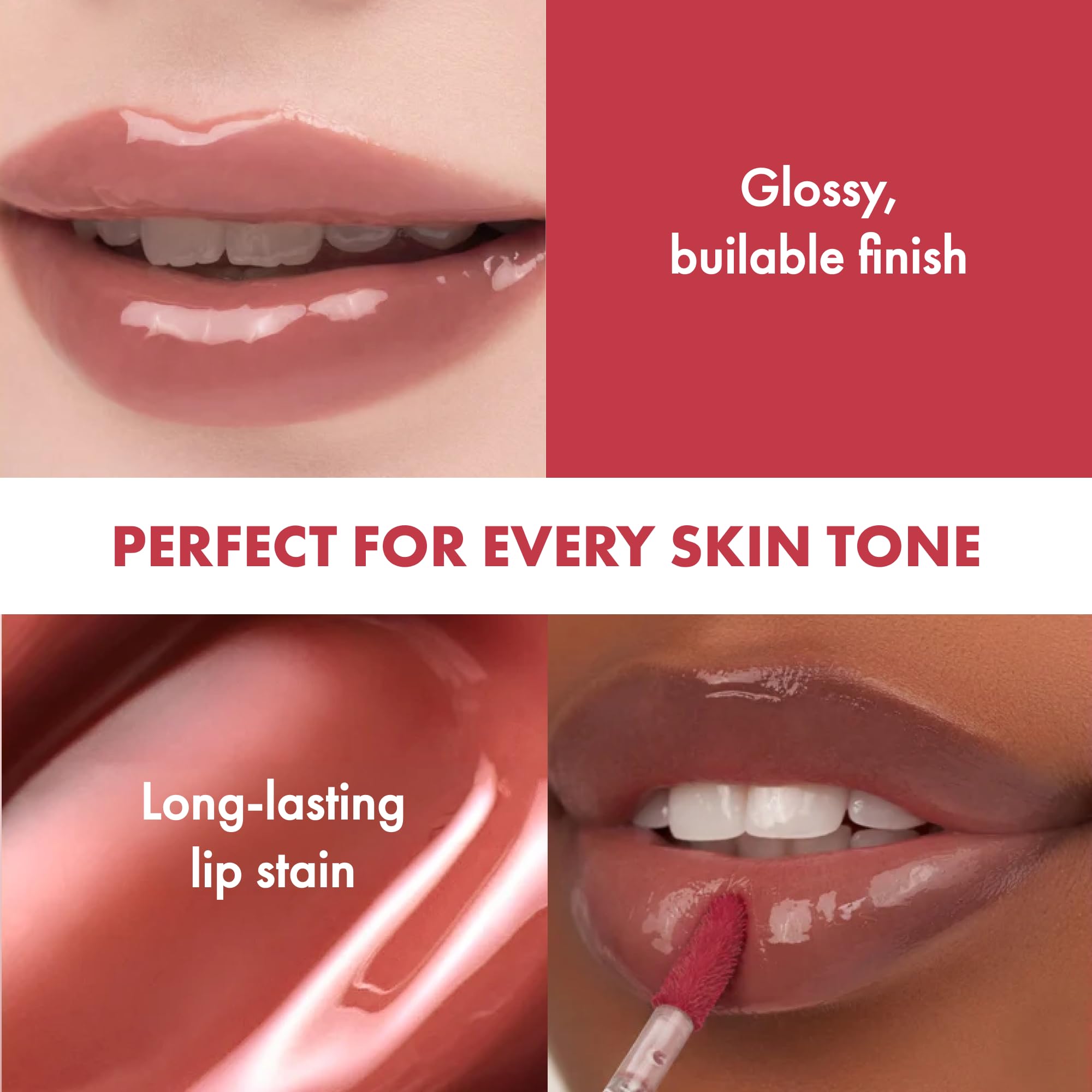 rom&nd swatches on skin across tones illustrating Almond Rose versatility and natural look
