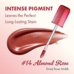 rom&nd texture gloss swipe showing shiny, nonsticky consistency and hydration