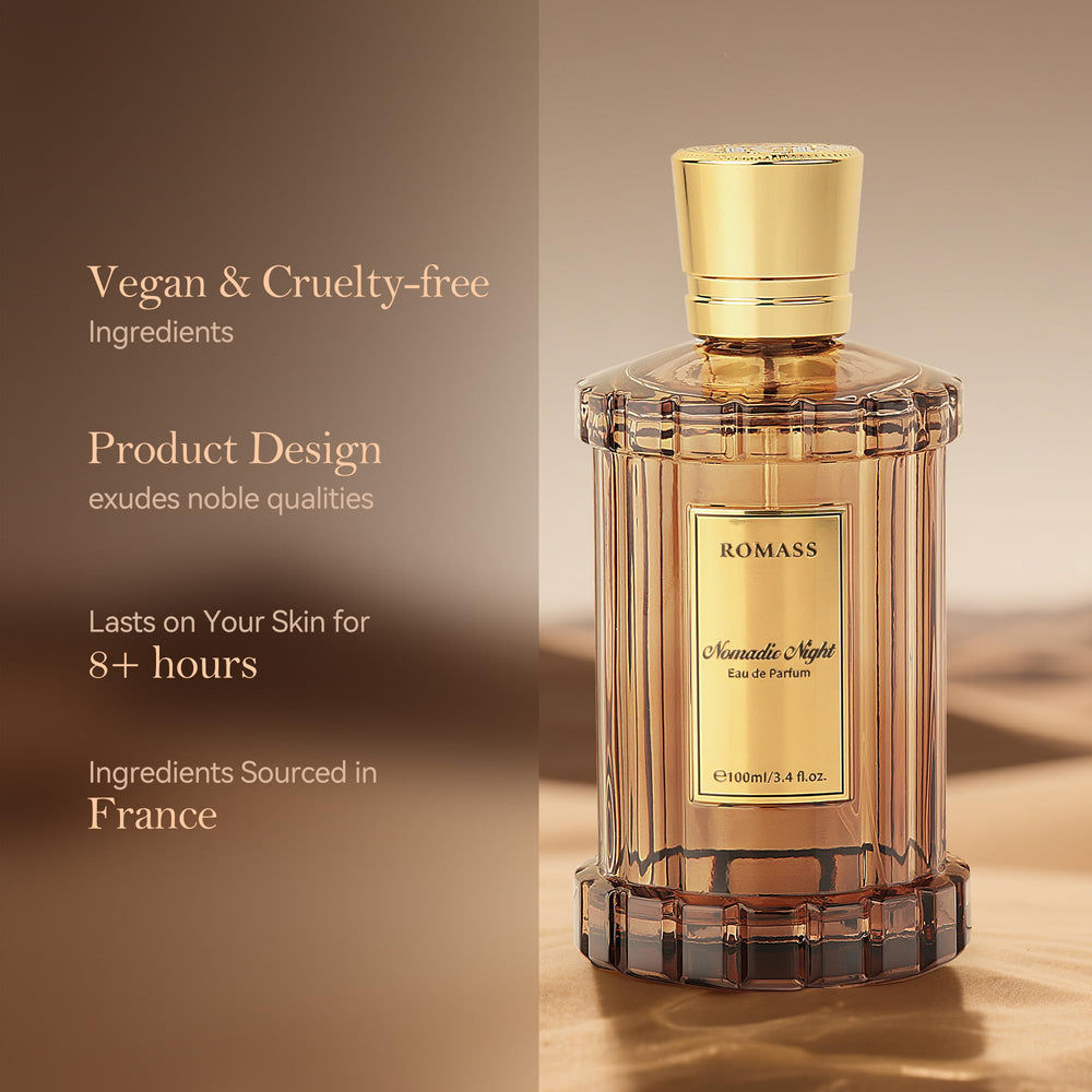 ROMASS label close-up revealing fragrance name and volume details