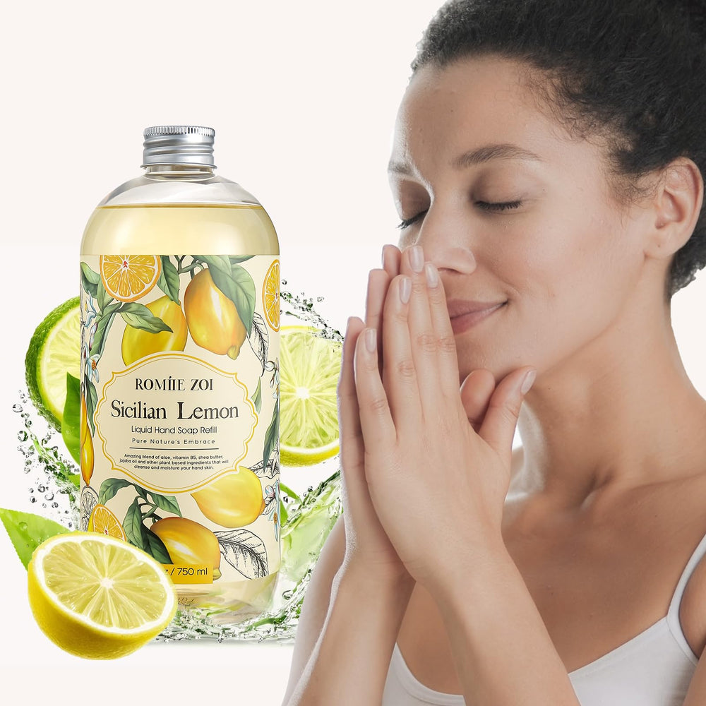 ROMIIE ZOI bottle beside hand illustrating 26 fl oz scale