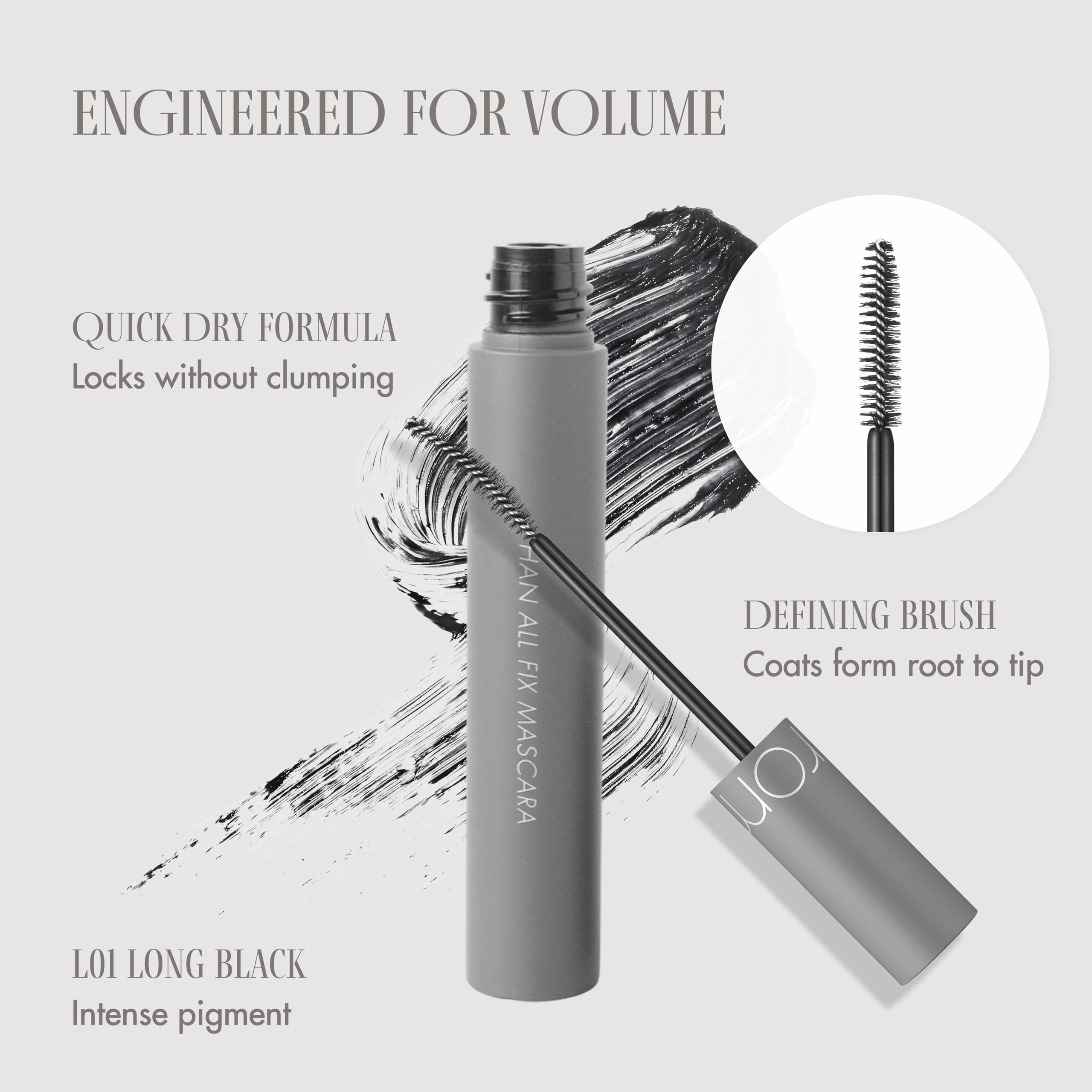 rom&nd Han All Fix Mascara before and after on lashes demonstrating visible length and curl hold