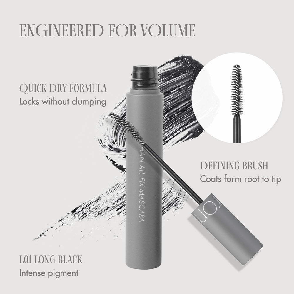 rom&nd Han All Fix Mascara before and after on lashes demonstrating visible length and curl hold