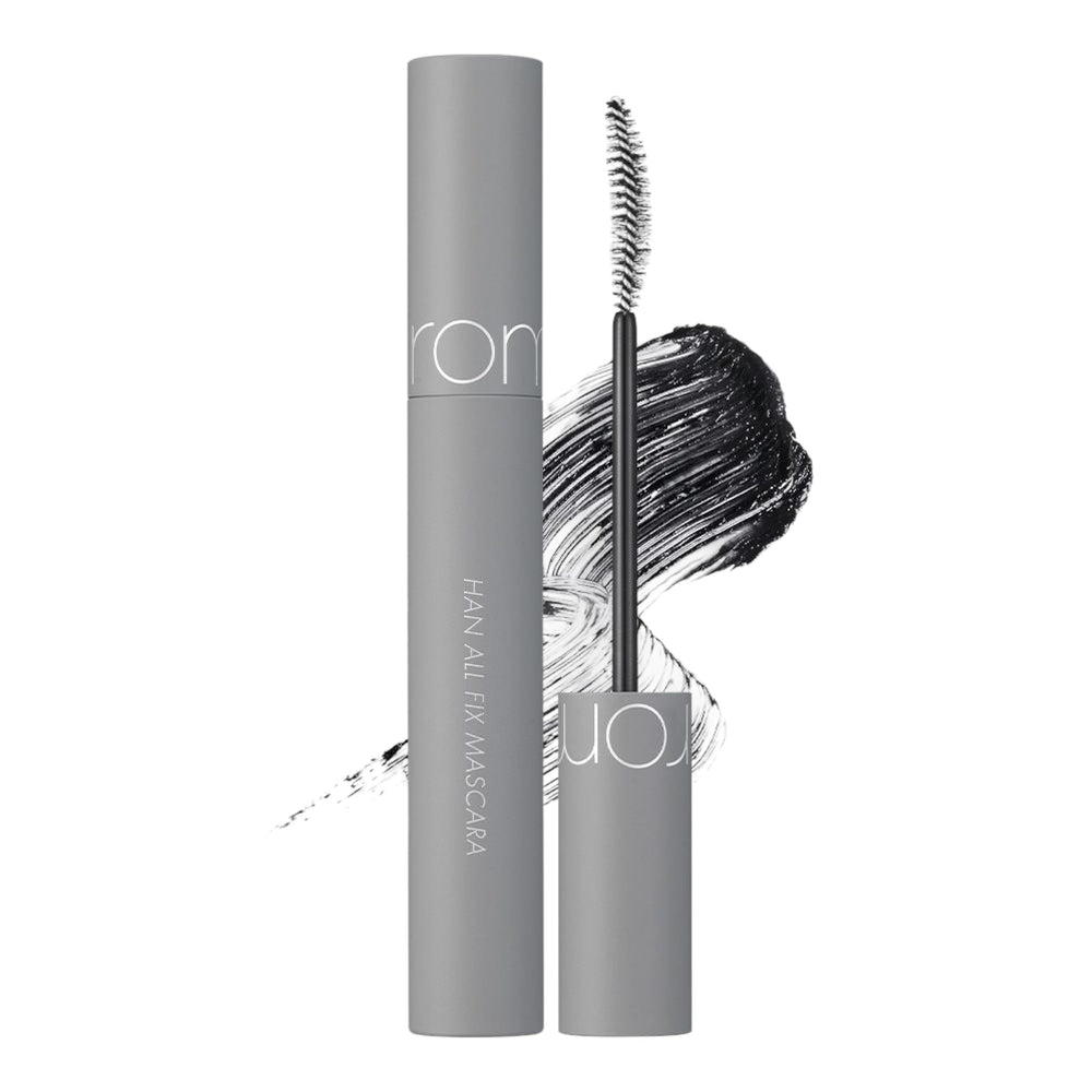 rom&nd Han All Fix Mascara front view showing sleek packaging and easy grip for precise application