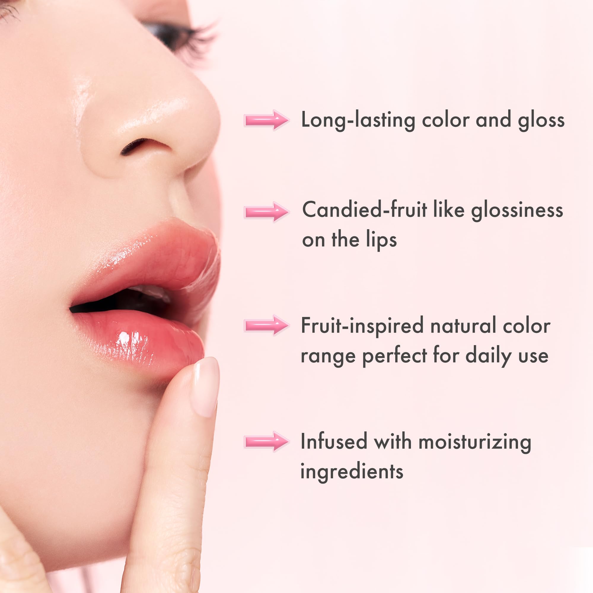 rom&nd texture swipe on skin showing hydrating, non-sticky shine