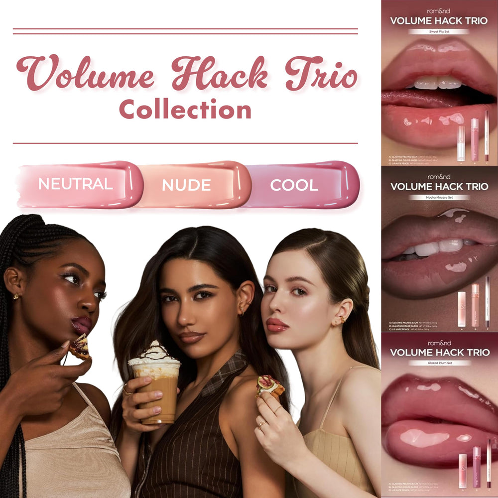 rom&nd mocha mousse lips on model displaying fuller, shiny result