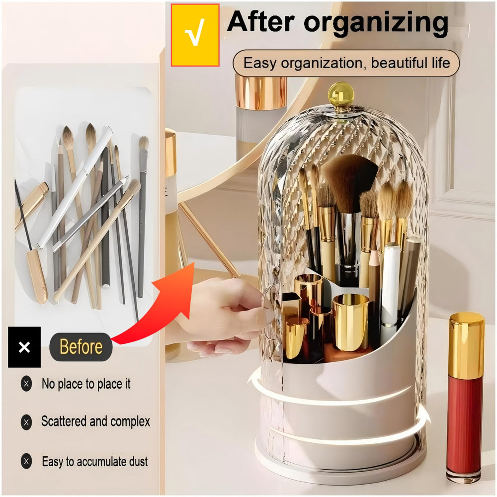 RONGZHIERK beside brushes for scale demonstrating compact countertop fit