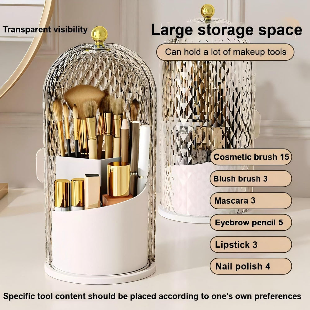 RONGZHIERK three compartment interior organizing brushes, lipsticks, pencils