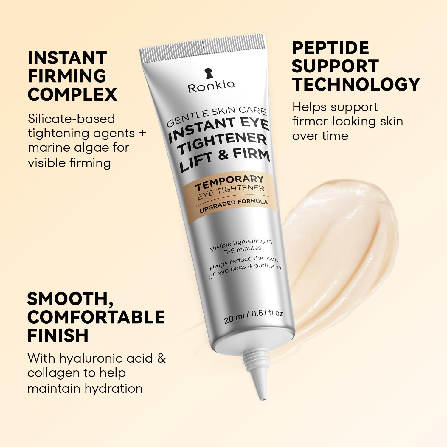 RONKIE before and after comparison showing visibly smoother under-eye area