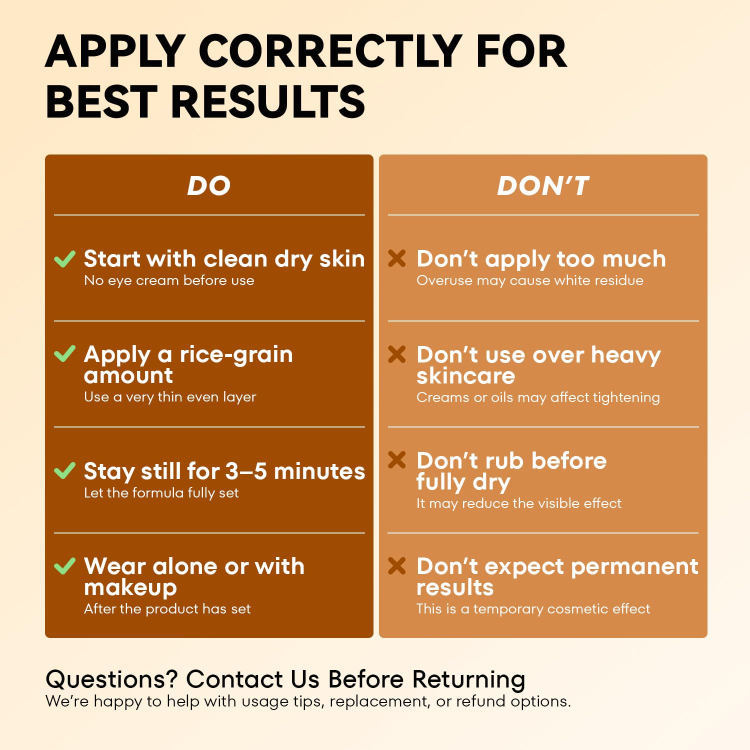 RONKIE label close-up highlighting formula details and application tips