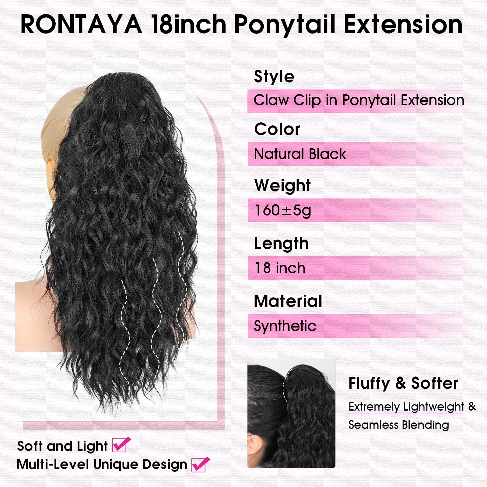 RONTAYA close-up of jaw-style claw clip showing secure grip benefit