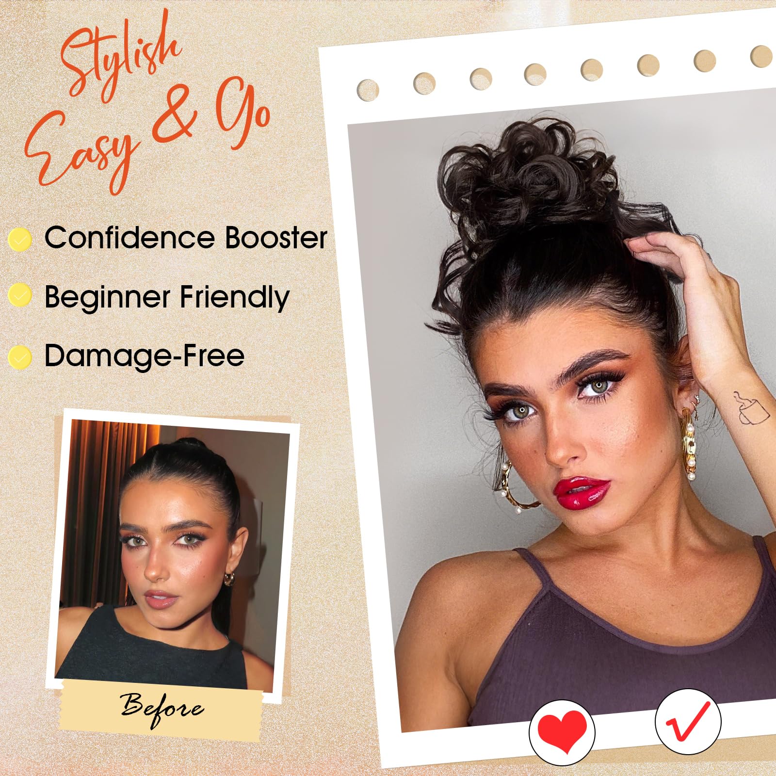 RONTAYA half bun detail highlighting curl pattern and seamless blend