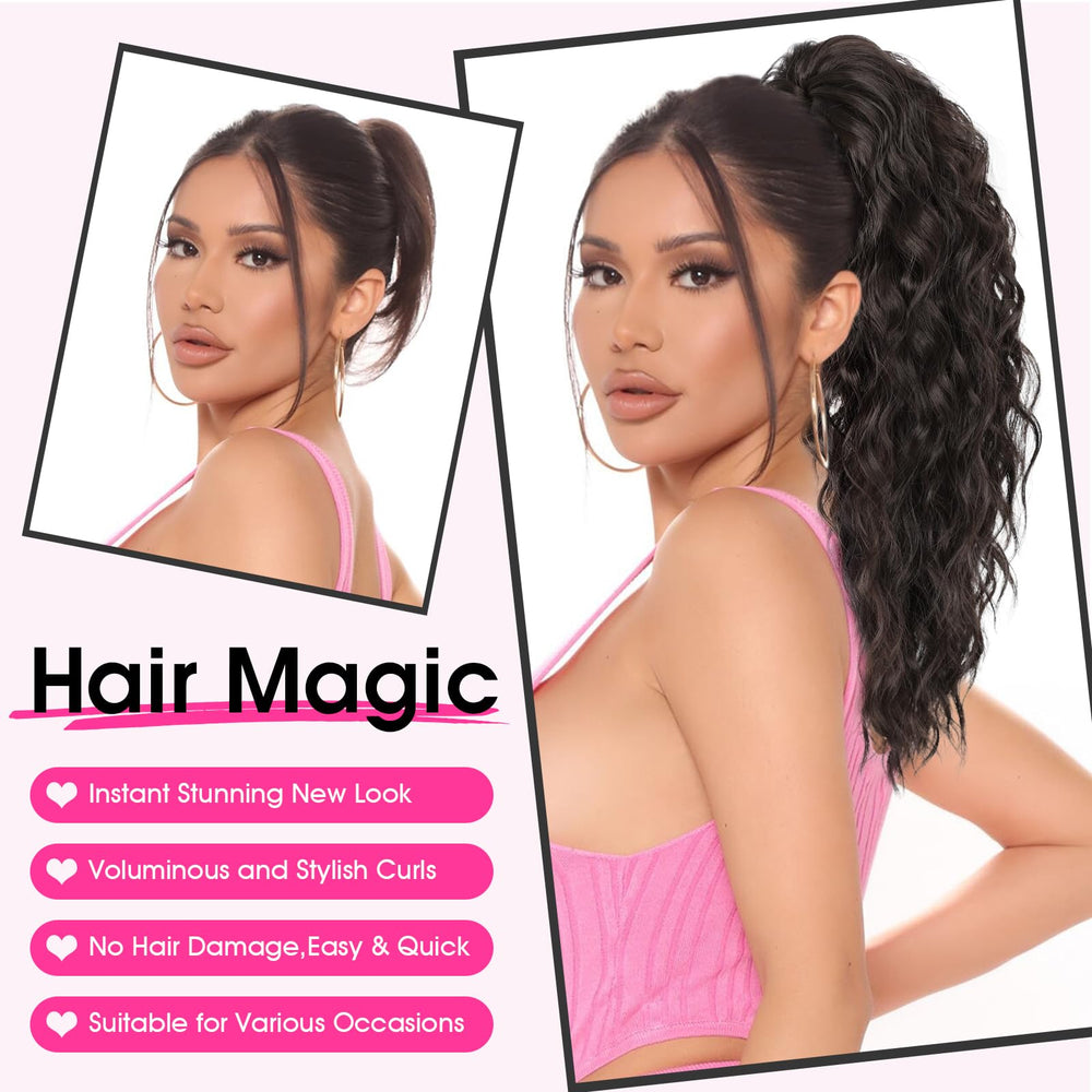 RONTAYA model wearing 18 inch ponytail showing instant length benefit