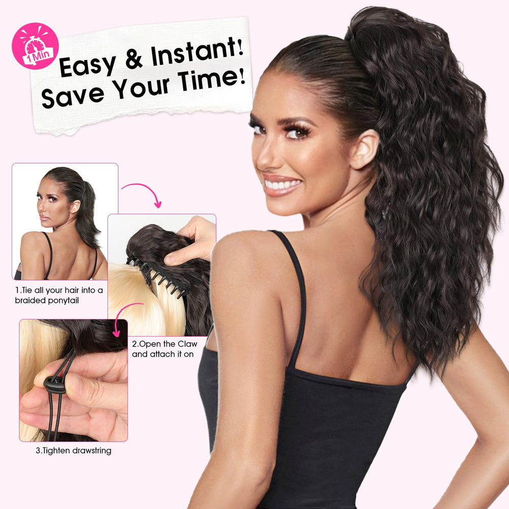 RONTAYA ponytail beside ruler showing 18 inch length for accurate fit