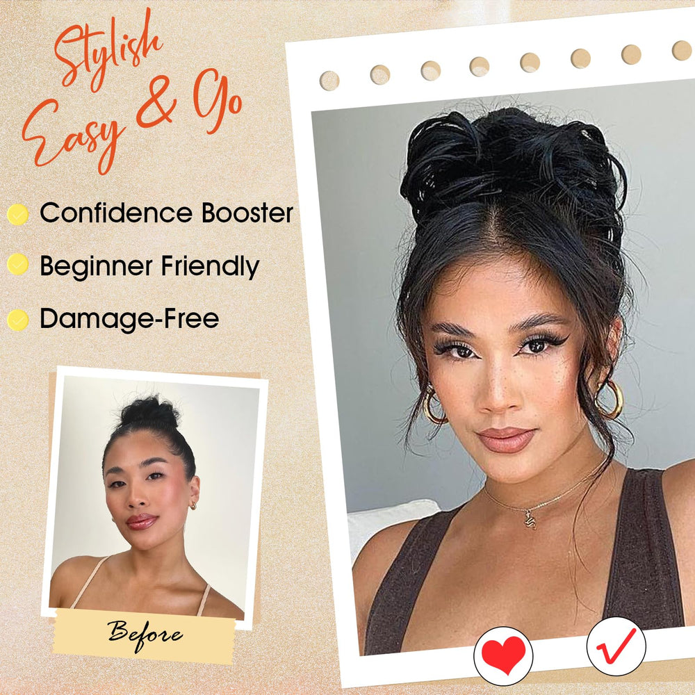 RONTAYA bun piece wrapped on a ponytail for instant volume and quick styling