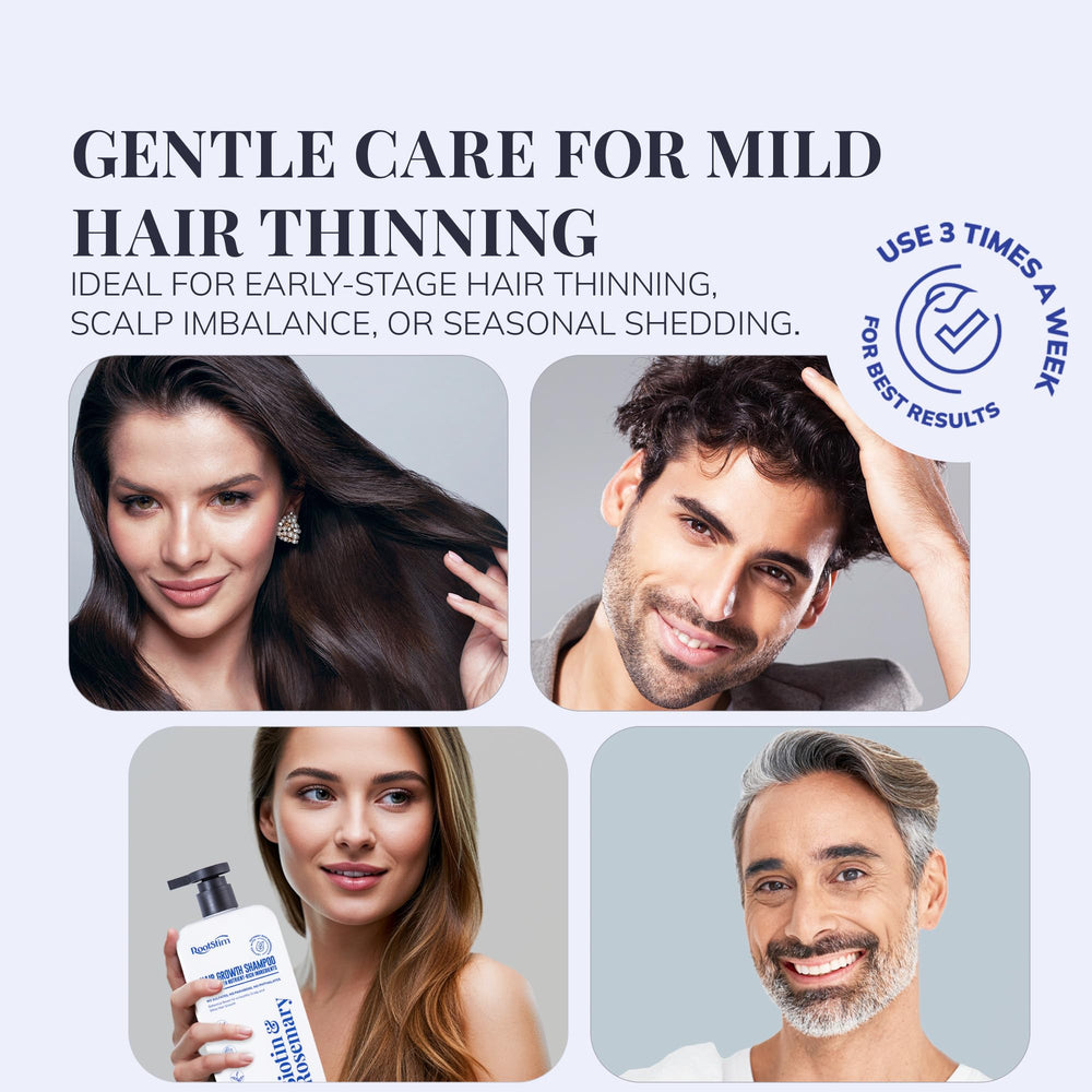 RootStim bottle beside hairbrush conveying volumizing and styling benefit
