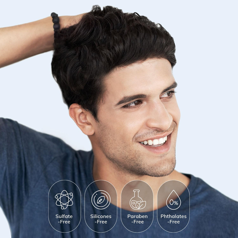 RootStim bottle in shower lifestyle scene for daily grooming benefit