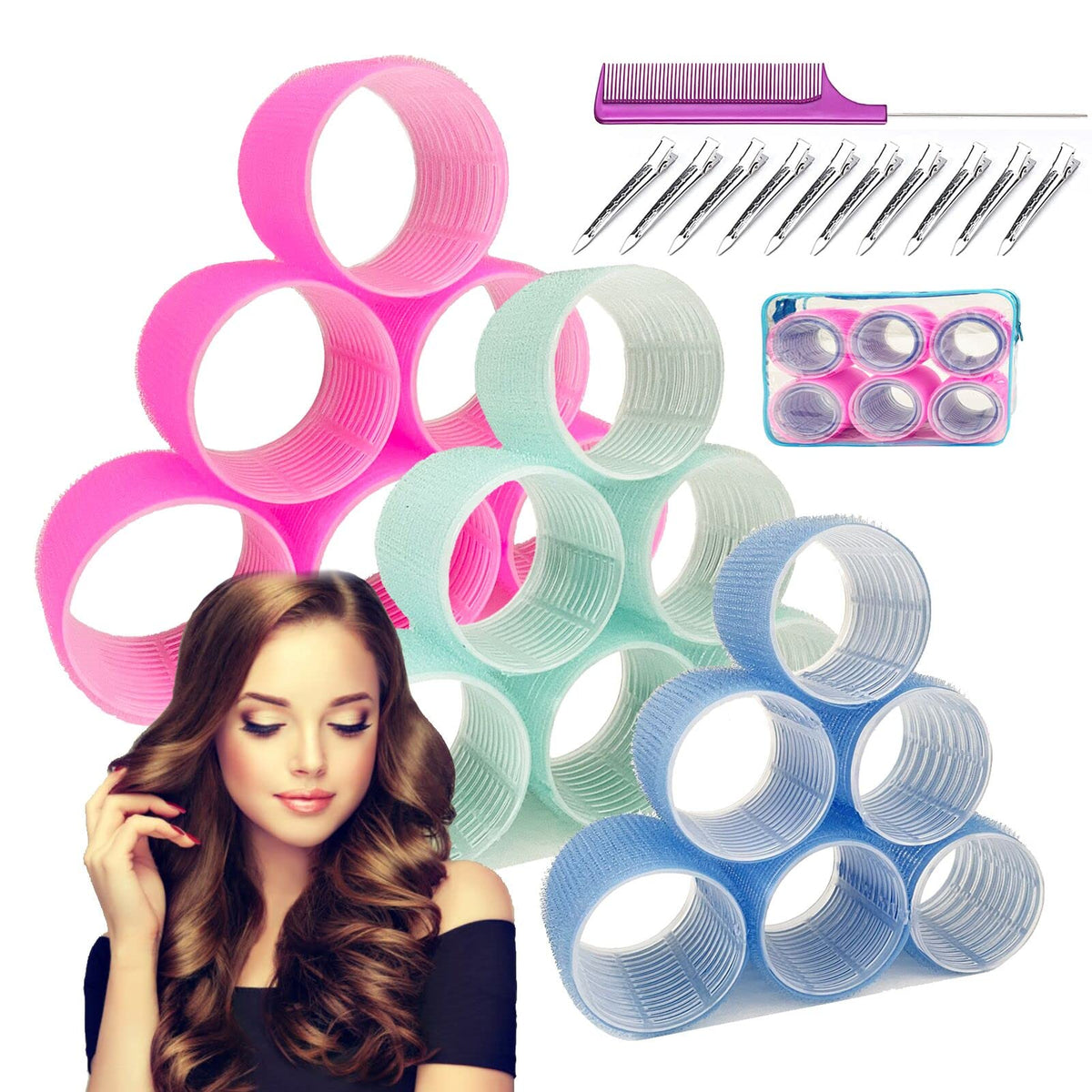 ROPİKIS front packaging showing jumbo roller set and included accessories for easy styling