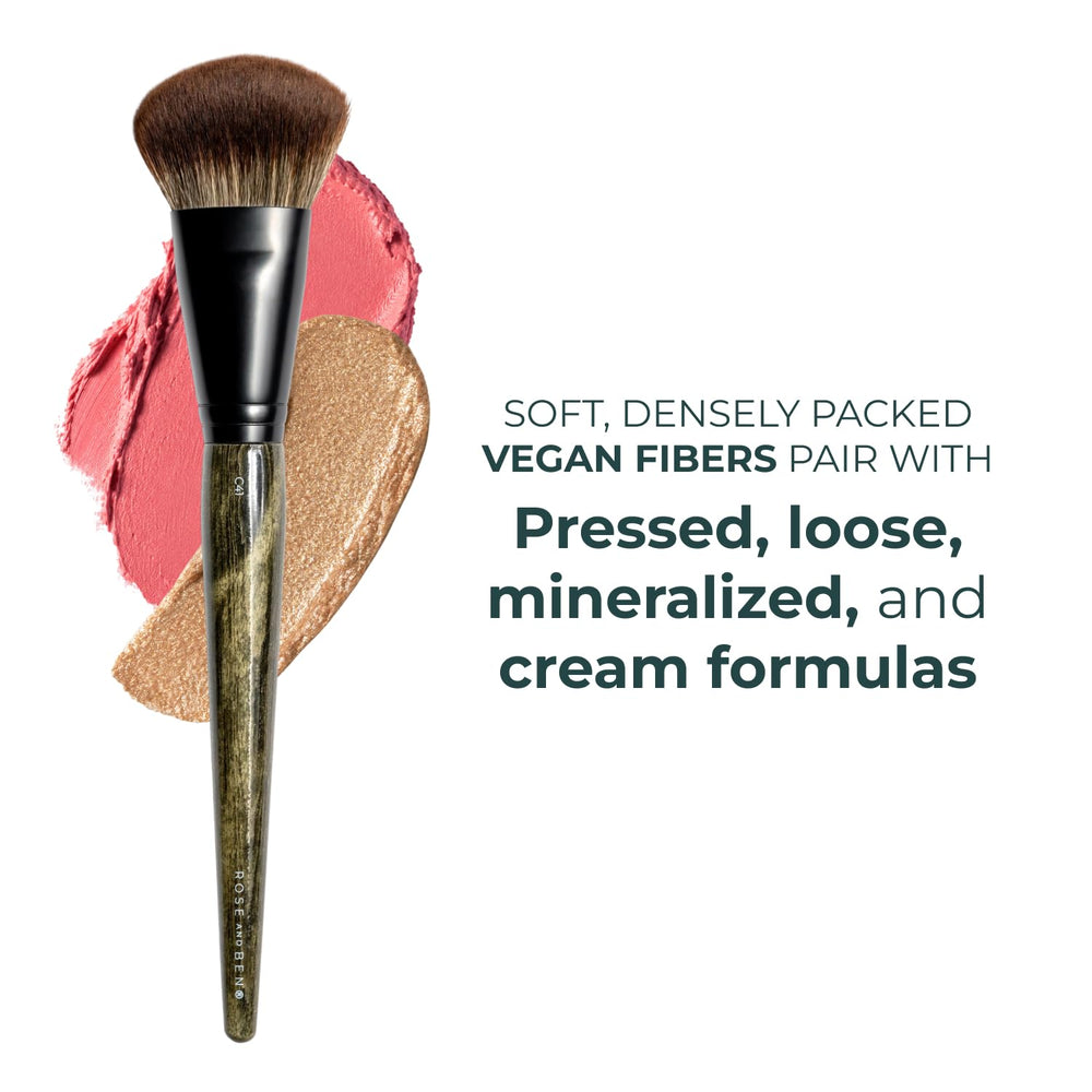 Rose and Ben Beauty C41 applying blush on cheek to demonstrate seamless color payoff