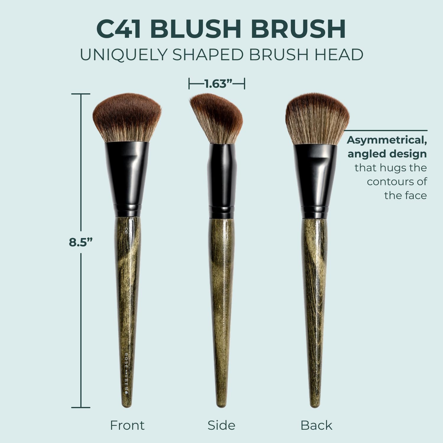 Rose and Ben Beauty C41 bristle texture close-up showing soft vegan fibers for gentle blending