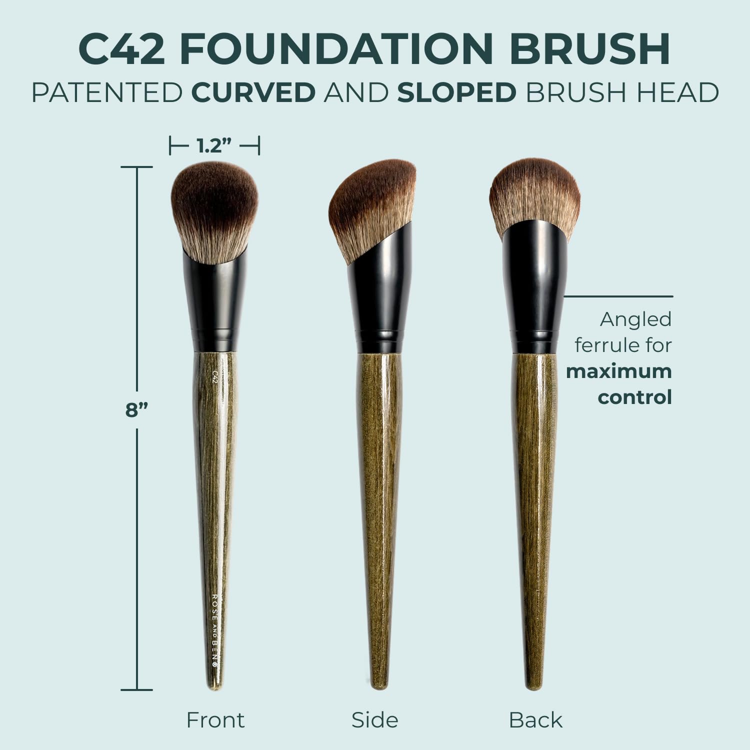 Rose and Ben C42 fiber closeup showing dense synthetic bristles for smooth finish