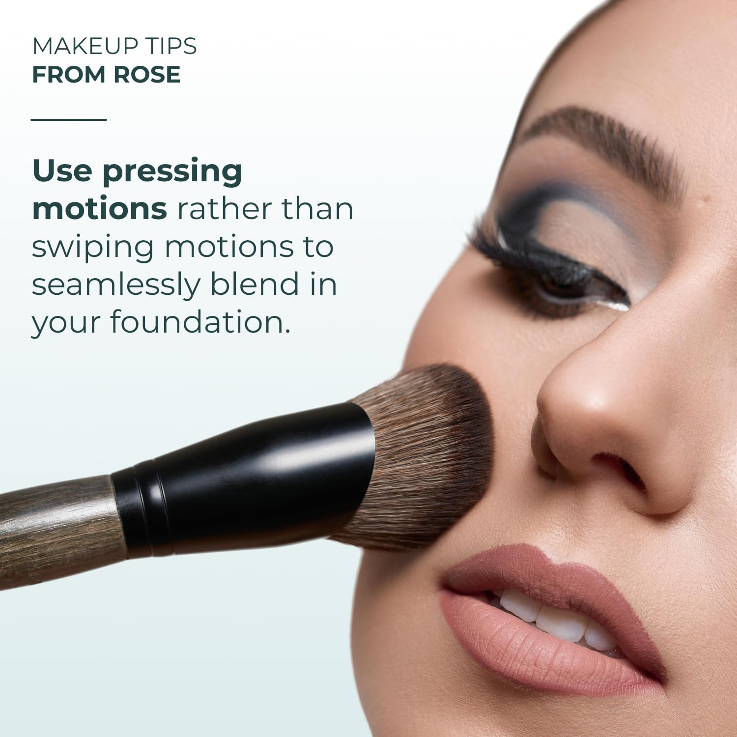 Rose and Ben C42 with foundation swatches illustrating streak-free blending performance