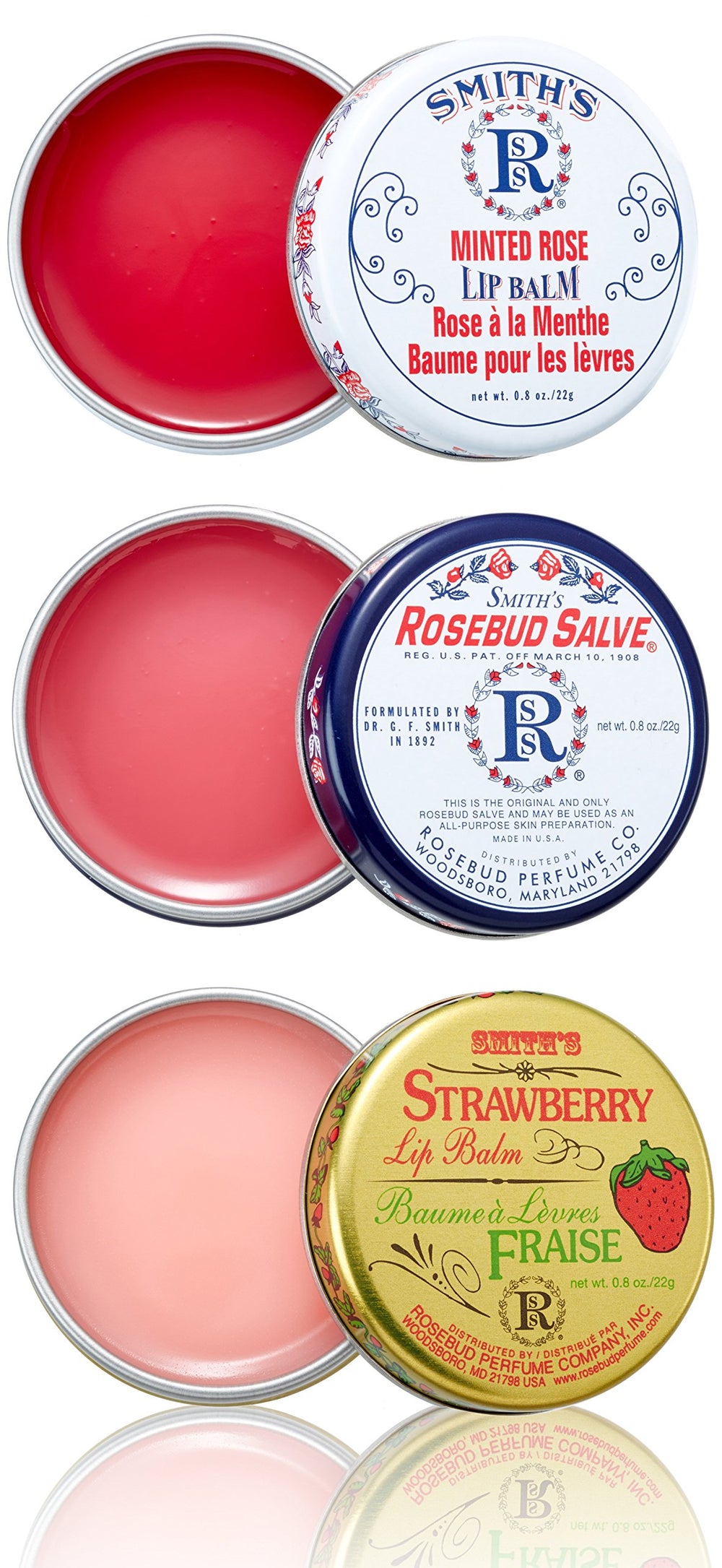ROSEBUD SALVE front tube view showing size and branding with quick-access benefit