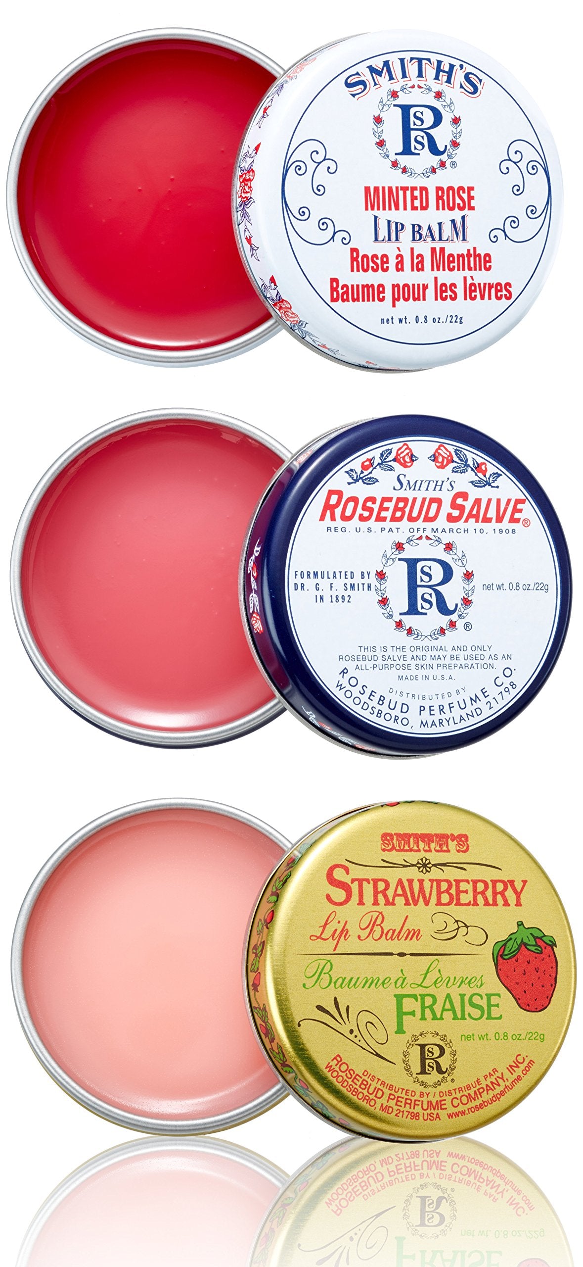 ROSEBUD SALVE front tube view showing size and branding with quick-access benefit