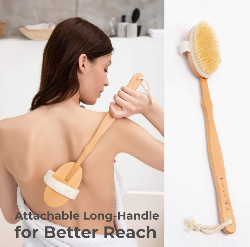 ROSENA detachable long handle assembled with brush for easier reach and secure grip