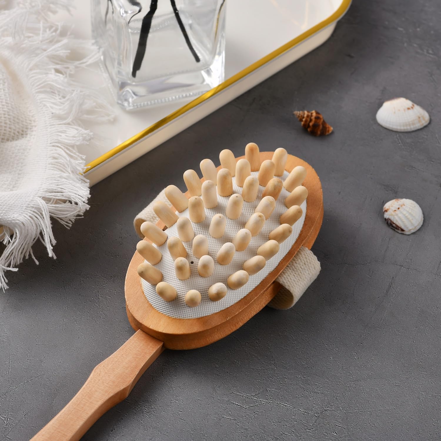 ROSENA brushes staged in a bathroom lifestyle setting encouraging daily self-care