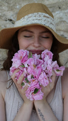 Rosense face mist in use delivering a fine hydrating spray for refreshed skin
