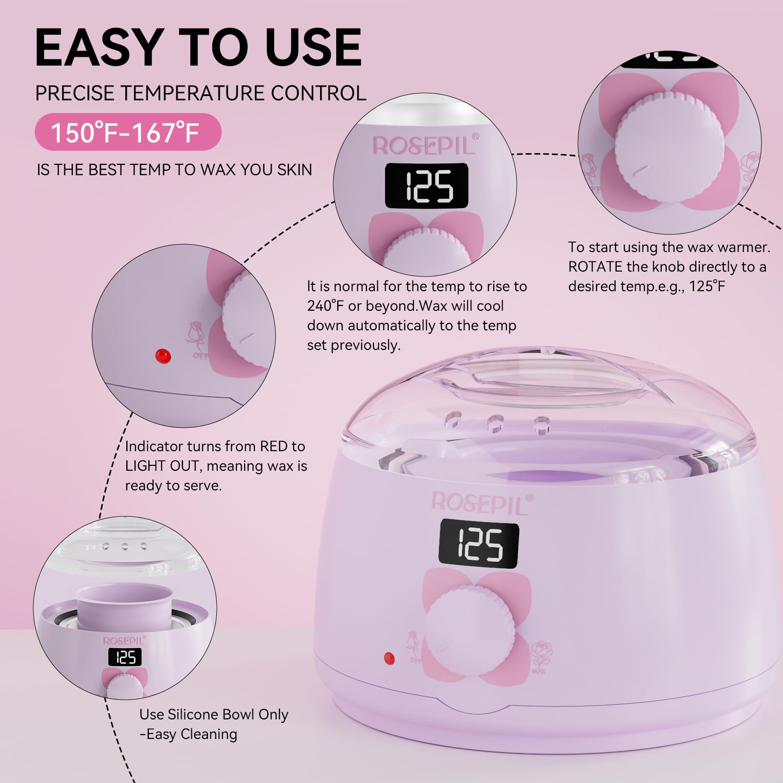 ROSEPIL three-color wax beads spread to show targeted formulas and nourishment