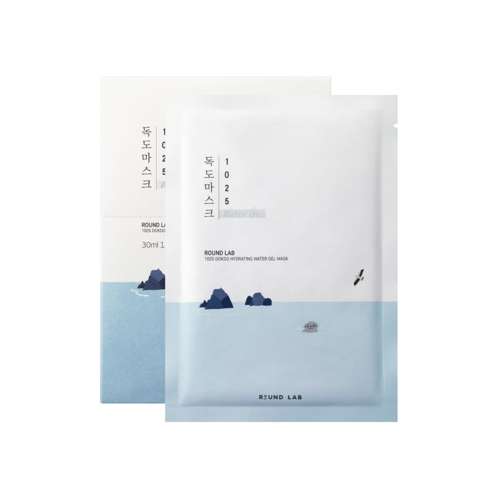 ROUND LAB front packaging showing ten unscented gel masks and benefits