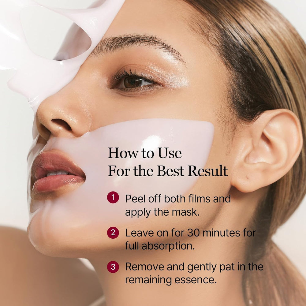 ROUND LAB model applying mask demonstrating snug fit and even coverage