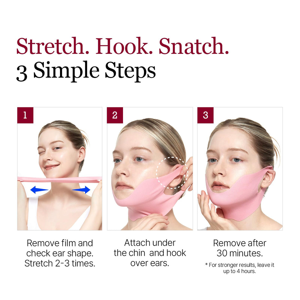 ROUND LAB applied mask on jawline profile demonstrating lift and secure fit while moving