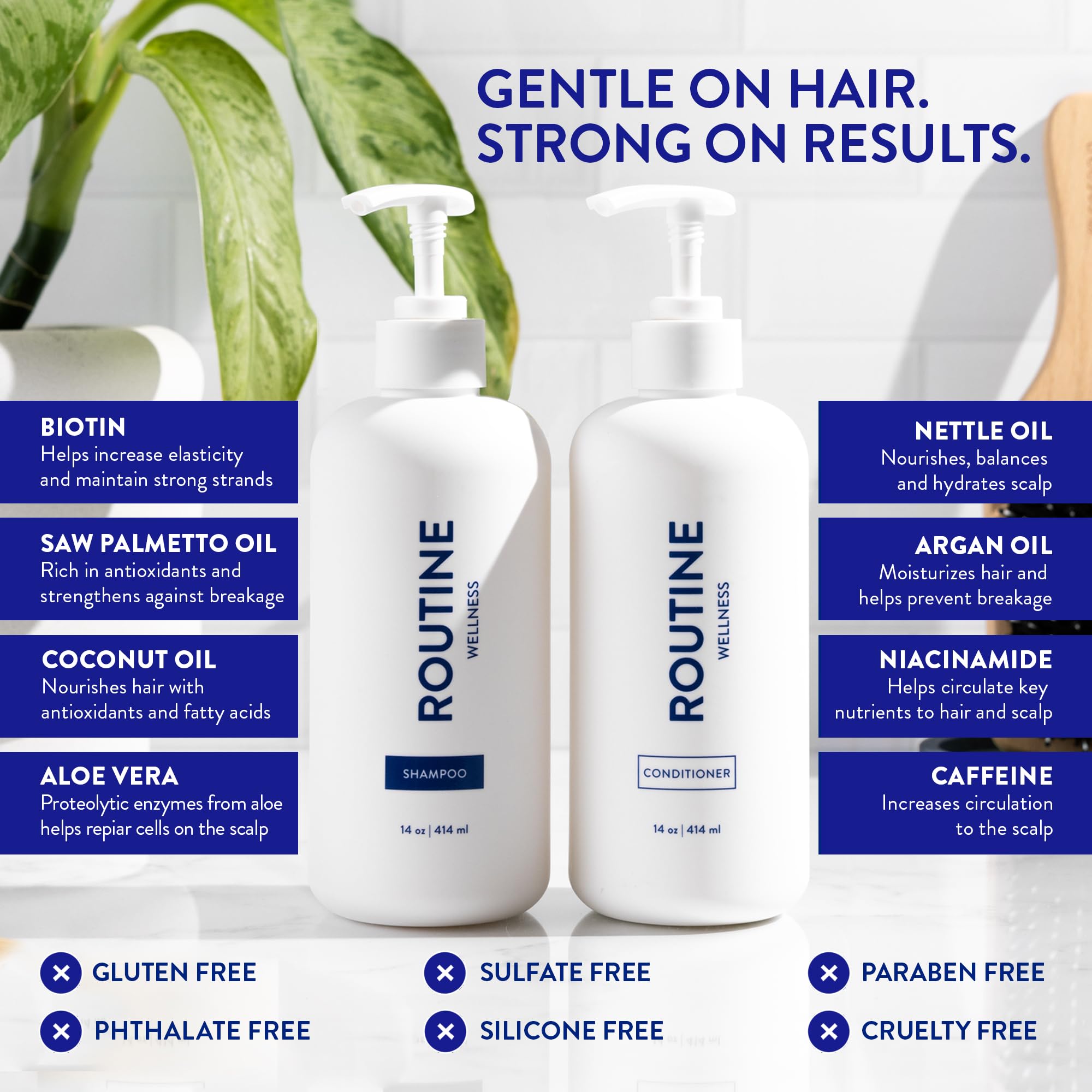 Routine Wellness conditioner cream texture showing detangling and smoothing benefits