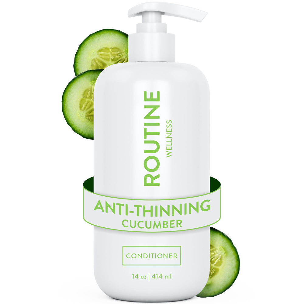 Routine Wellness front bottle showing cucumber conditioner and clear branding for confidence